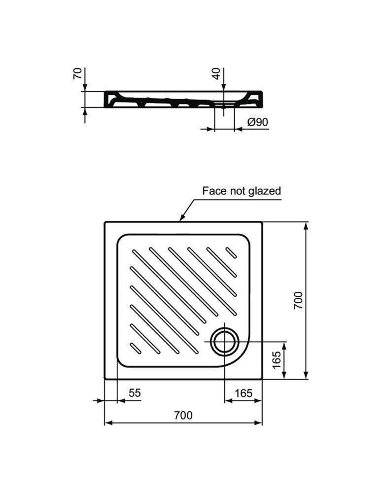 PIATTO DOCCIA RIBASSATO 70X70 IDEAL STANDARD SERIE GEMMA 2 Su ordinazione - immagine 3