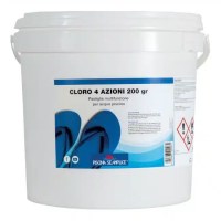 Cloro 4 Azioni 200g – Secchio 10 kg | Pastiglie Multi funzione Piscina