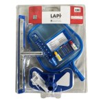 Kit manutenzione piscina con test pH cloro retino spazzola e pulitore